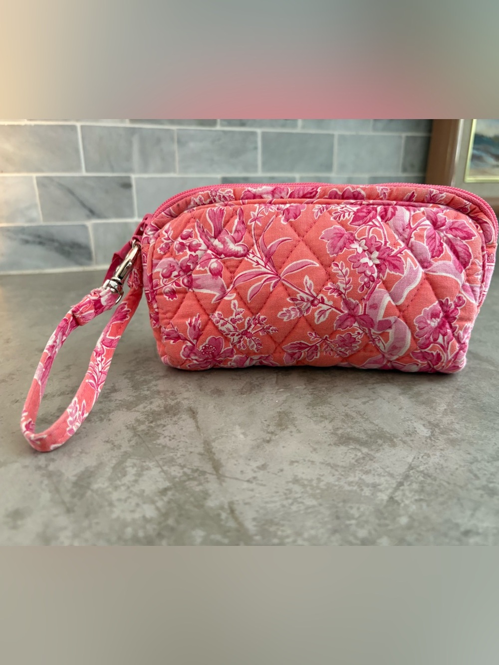 Vera Bradley Zip Top Wristlet is in the retired "Hope Toile" pattern - Picture 2 of 7